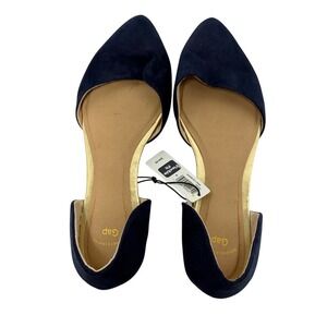 Gap Navy Blue Suede DOrsay Pointed Toe Flats Women Sz 6 Dressy Chic Contemporary